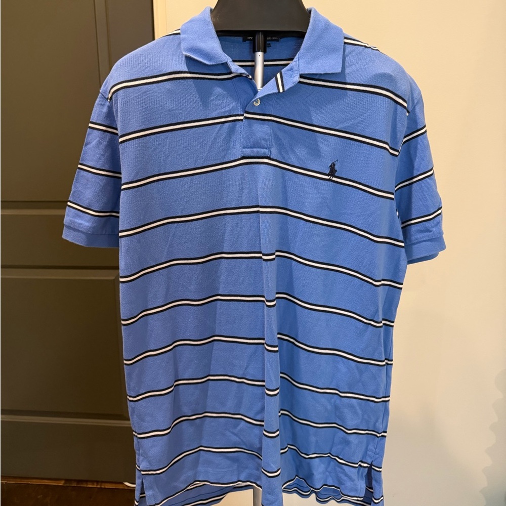 Polo Ralph Lauren Blue Striped Polo Shirt Men’s Large Classic Fit